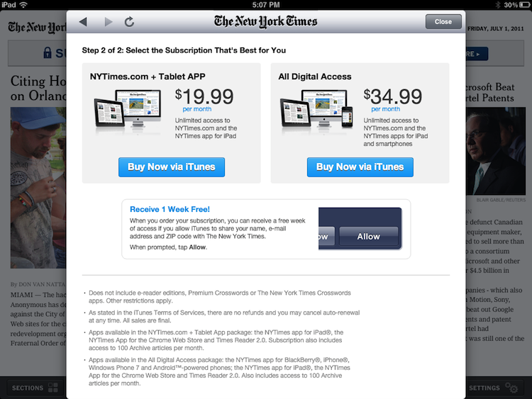 New York Times Offers InApp Subscriptions Mac Rumors