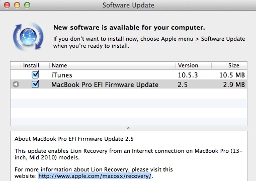 new macbook pro software update