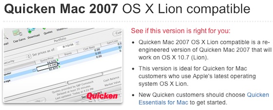 quicken software for mac lion