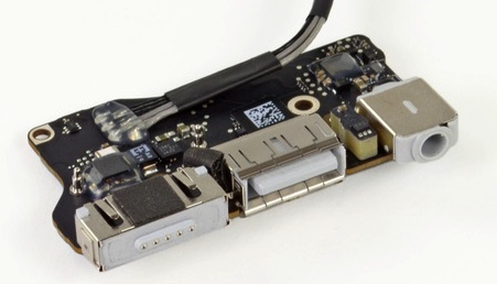 Left I/O board from Mid-2012 MacBook Air, with MagSafe 2 connector at left