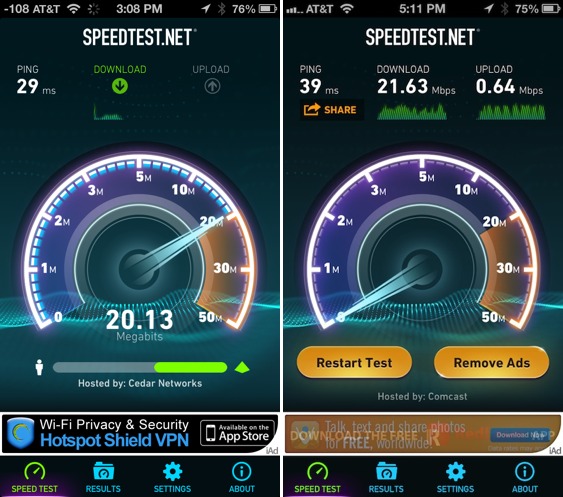 speedtest app vs browser