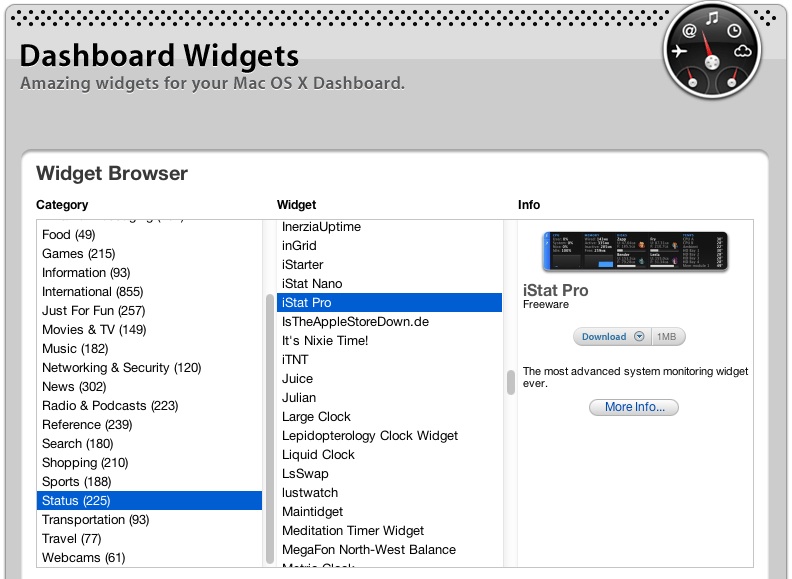 dashboard widgets mac os x