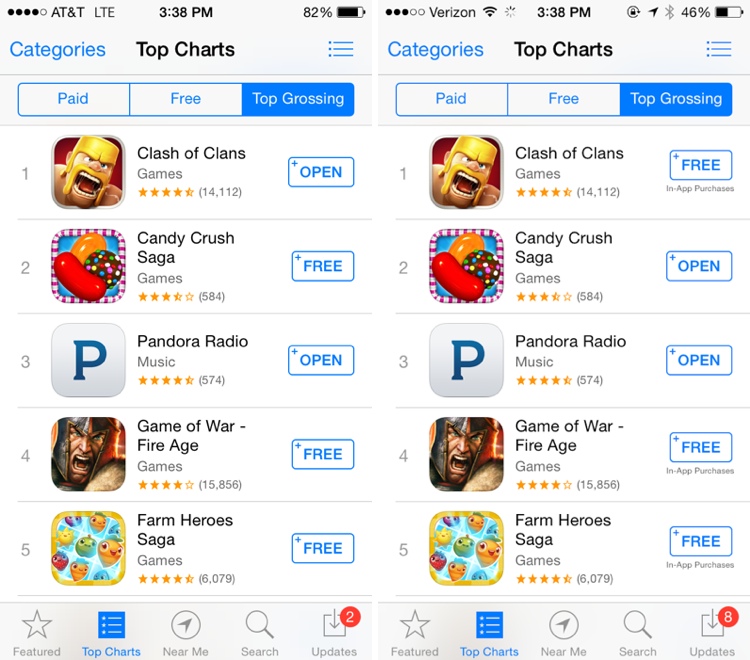 photo of iOS 7.1.1 Now Labels Apps with 'In-App Purchases' in Top Charts and Featured Sections image