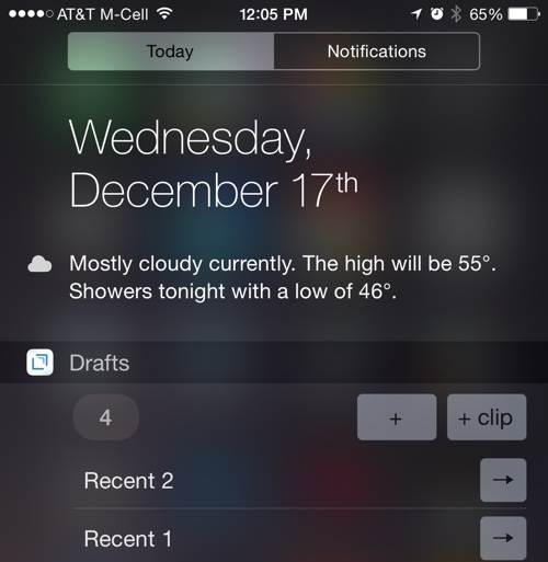 photo of Apple Allows 'Drafts' App to Reinstate Notification Center Widget image