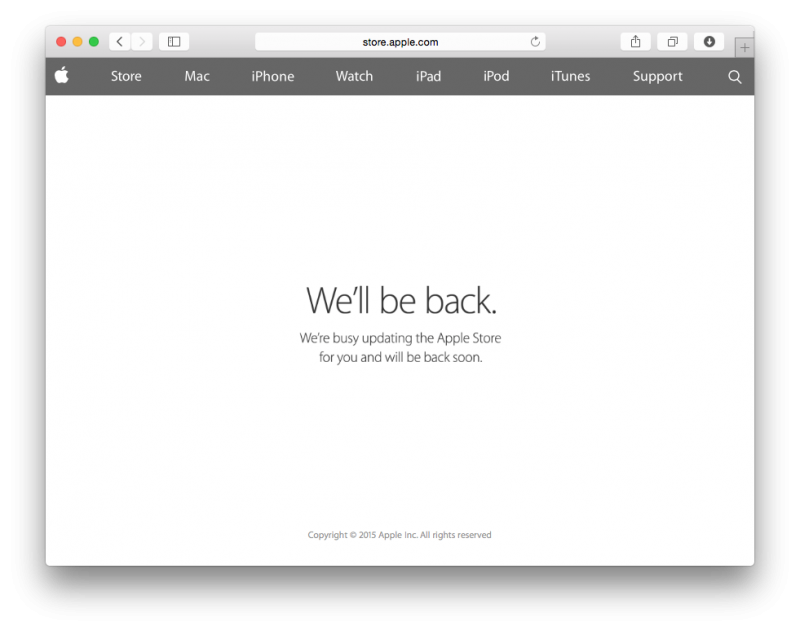 Apple Store Down Spring Forward