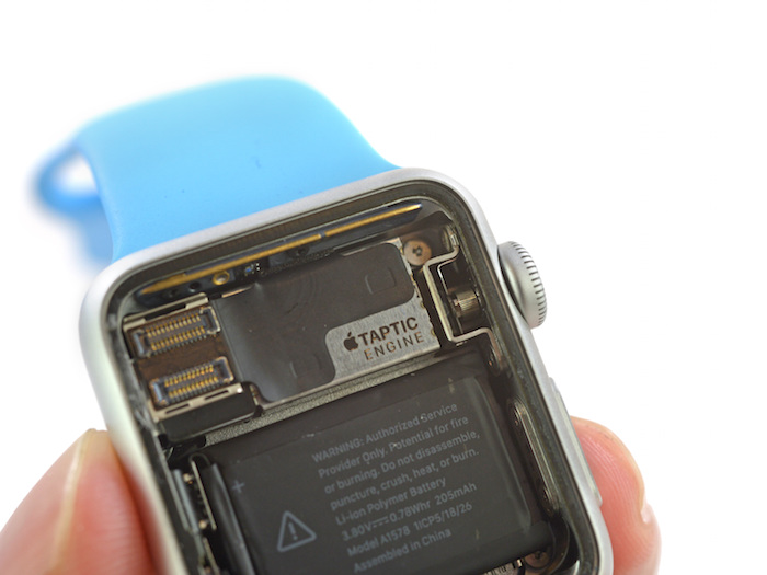 photo of Teardown of 38mm Apple Watch Sport Reveals 205 mAh Battery, Taptic Engine image