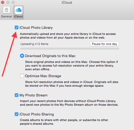 Select Photo Library Mac