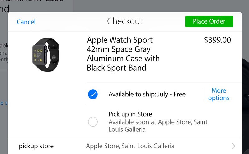 Pick up in store Apple Watch