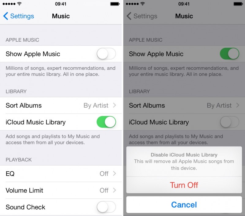 Turn off iCloud and Apple Music