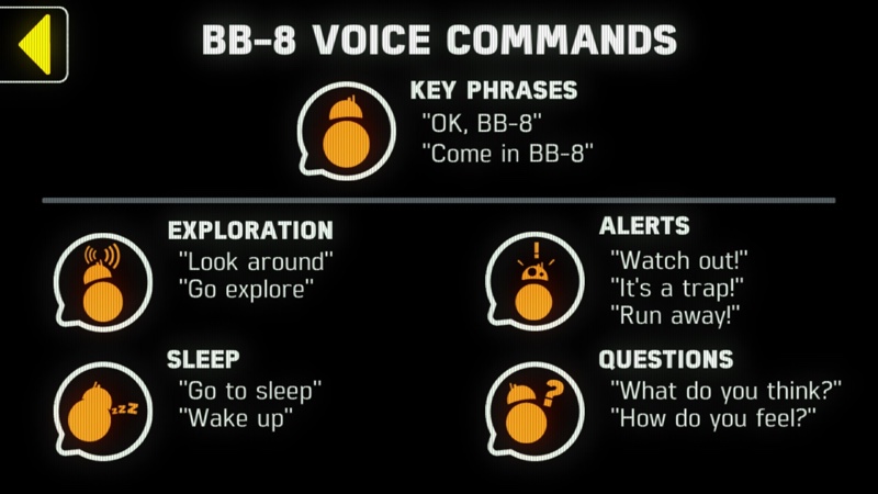 disney bb8 voice commands list