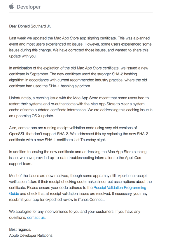 photo of Apple Responds to Developers Regarding Expired Mac App Store Security Certificates image