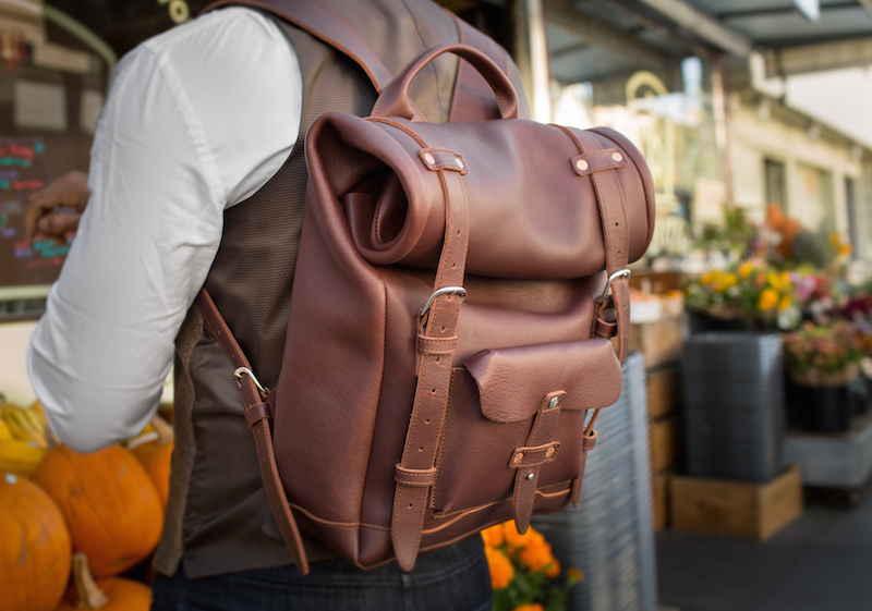 leather laptop backpack