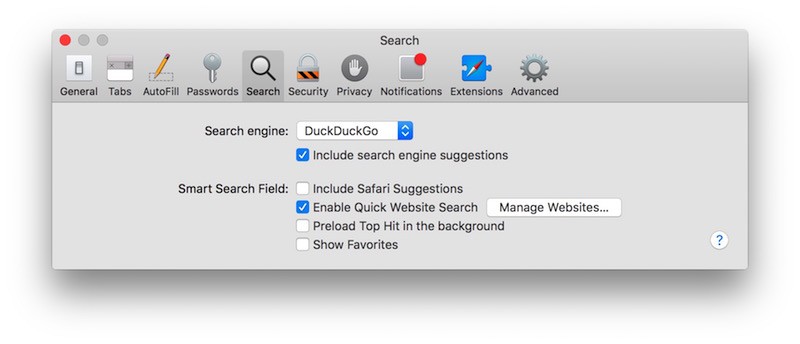 Safari Search os x