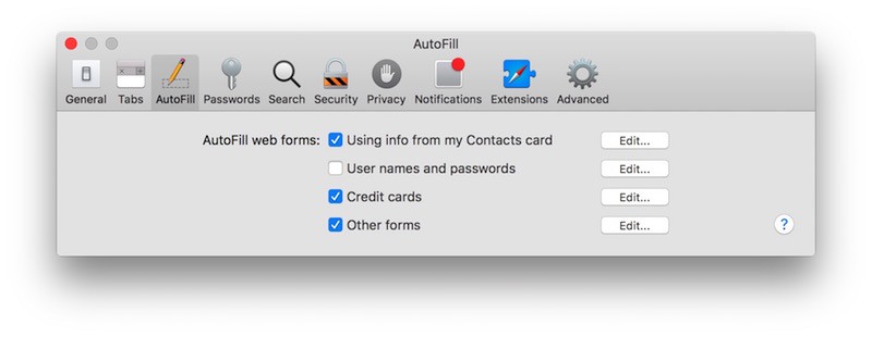 AutoFill Safari