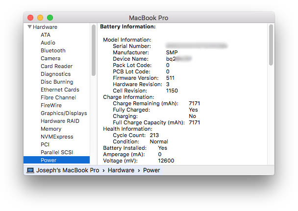mac battery status not updating
