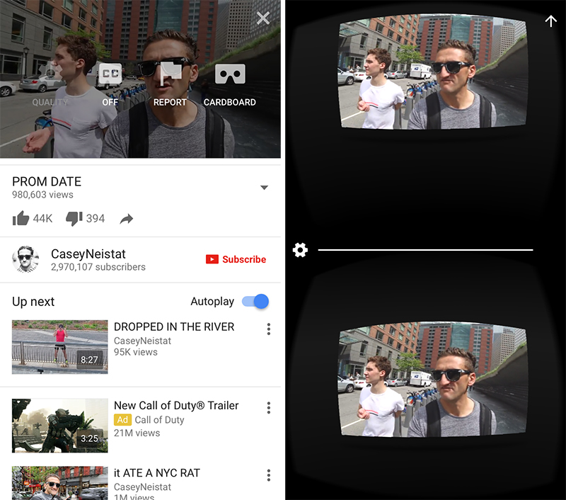 YouTube Supports Google Cardboard