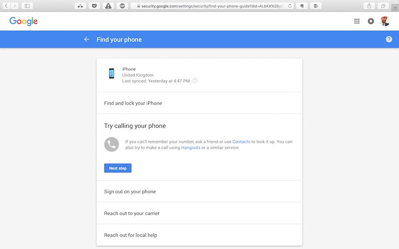 Google Rolls Out 'Find Your Phone' Account Services to iOS Owners - Mac