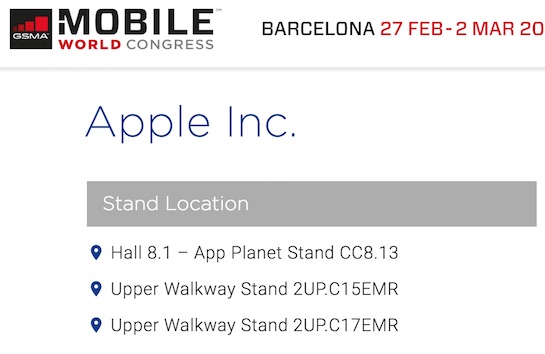 photo of Apple Listed as 2017 Exhibitor at Mobile World Congress image