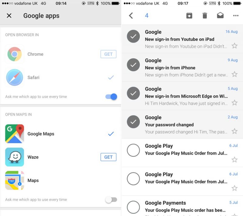 Gmail for iOS Updated With New Browser Preference, Multiple Message and