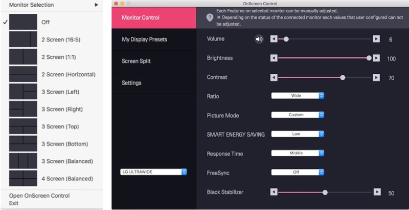 lg monitor brightness control software mac