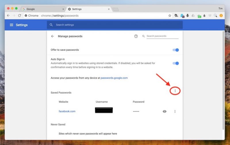 export your password from chrome for mac