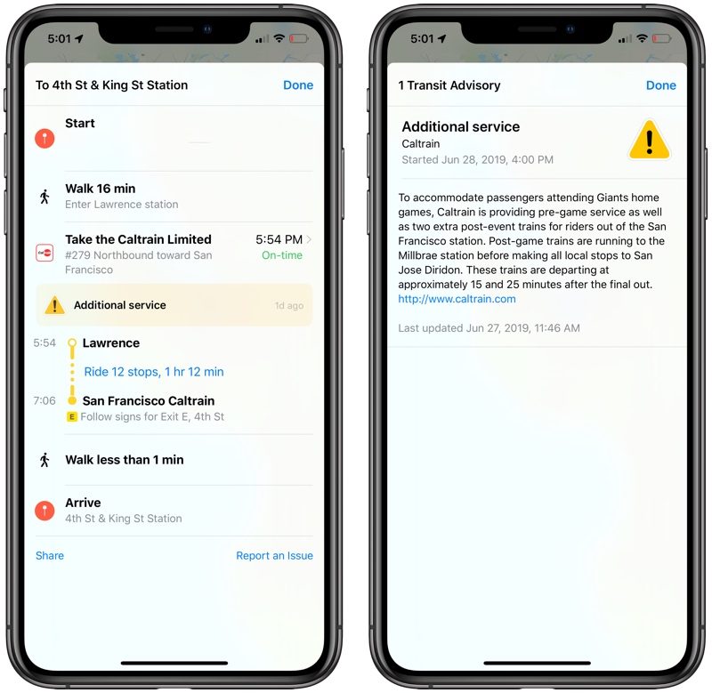real-time notifications of traffic information in iOS 13
