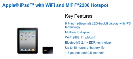 APPLE IPAD AVAILABLE FROM VERIZON WITH 3G MIFI MOBILE HOTSPOT.: An article from: Networks Update Unavailable
