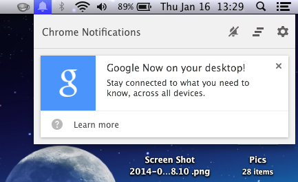 google now chrome canary