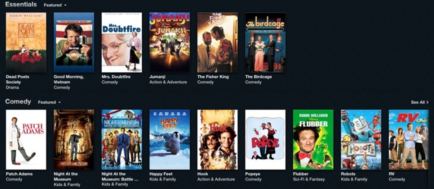 apple honors robin williams with itunes store section featuring more