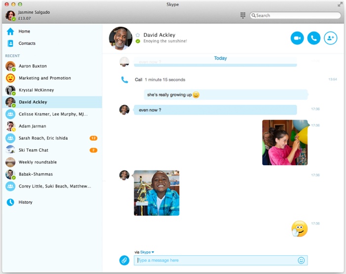 skype for business mac chat window