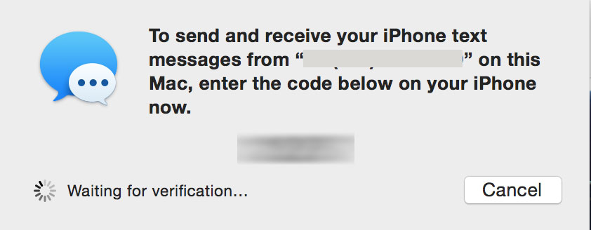 where is code on mac for text message forwarding