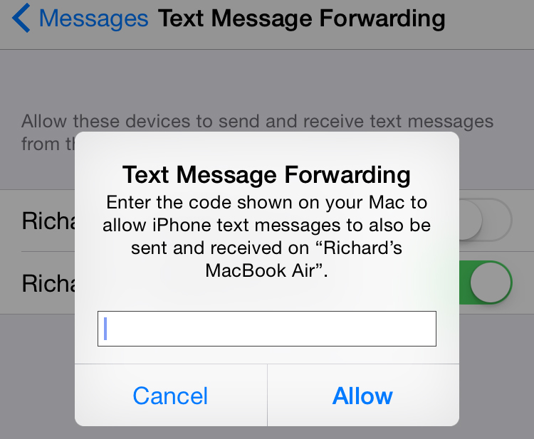 forward phone sms mac