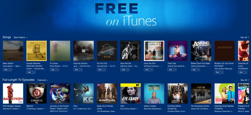 Apple Launches 'Free on iTunes' Section With Free TV and Music