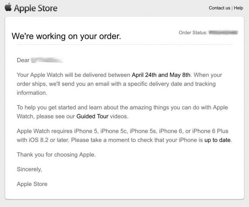 apple store order status