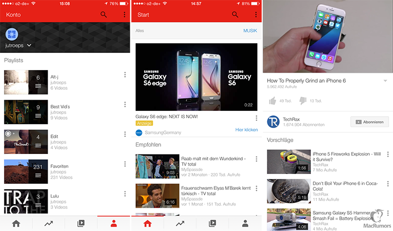 Redesigned YouTube App for iOS Briefly Appears for Some