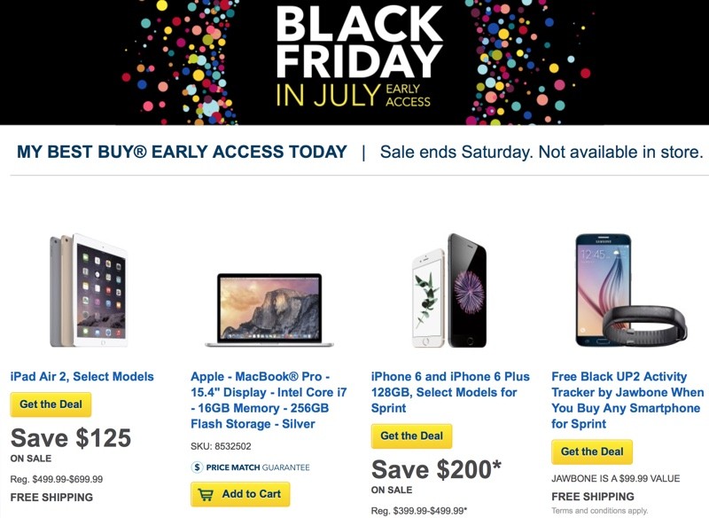 Best Buy Launches Black Friday in July Sale, Discounts iPad Air 2 by $125 - MacRumors