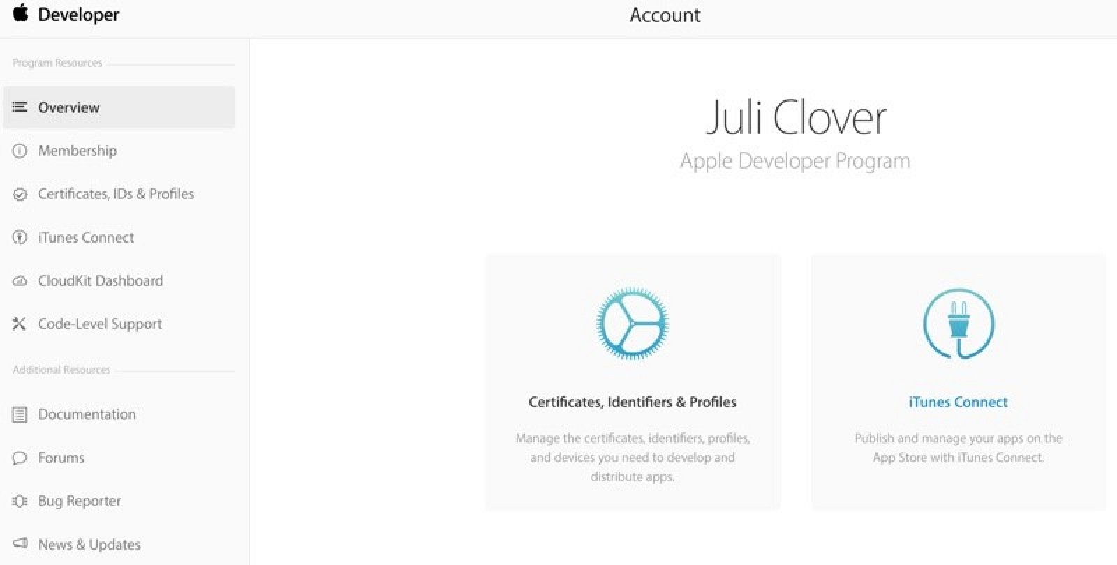 Apple's Developer Center Gets New Account Page With