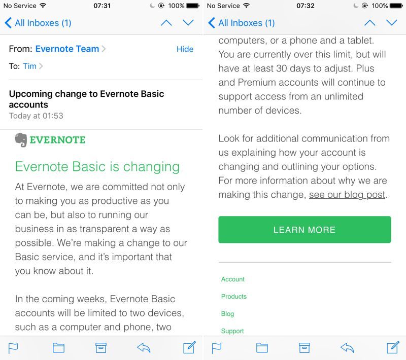 how much evernote cost