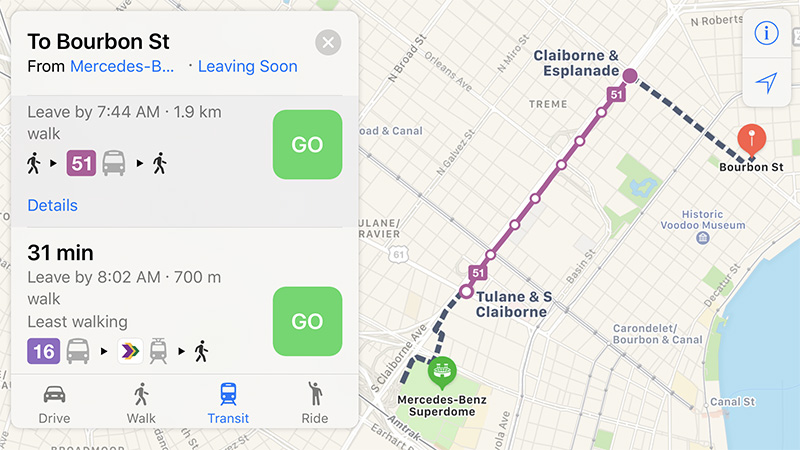 apple introduced transit in maps as part of ios 9 in select cities around the world including baltimore berlin boston chicago london los angeles
