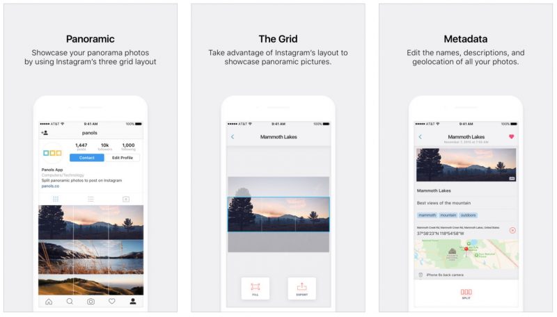 the app lets users edit the metadata of each shot including name description and geolocation while panols images are stored in a separate panols album - instagram followers ranking 2019 free instagram grid app