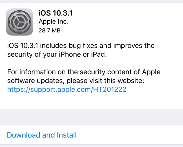 Apple vydal iOS 10.3.1 s opravami chyb