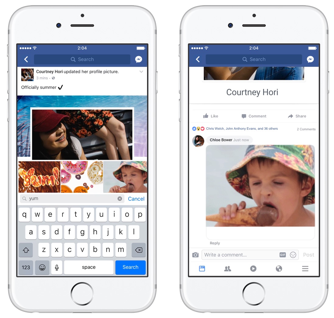 Facebook Introduces Native GIF Support in Comments on iOS