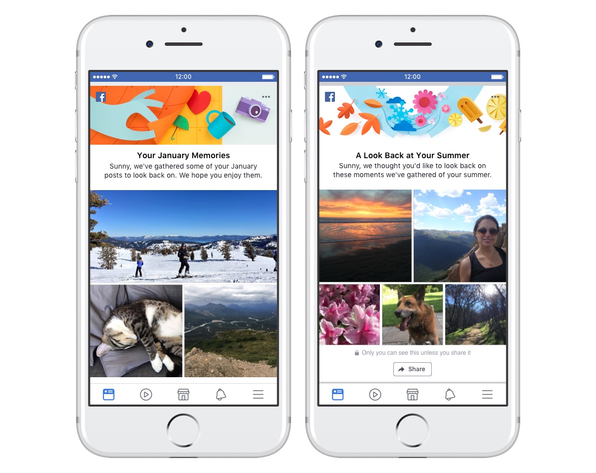 Similar to On This Day, monthly and seasonal recaps will appear on user News Feeds and can be shared with their friends.
