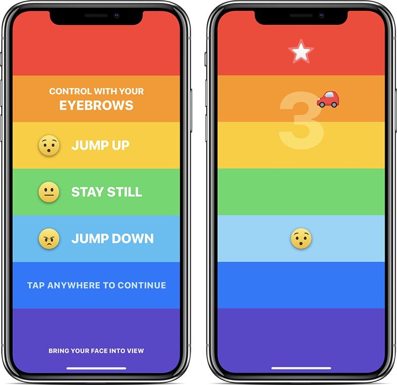 Rainbrow: New Eyebrow-Controlled Game for iPhone X Takes Advantage of TrueDepth Camera System