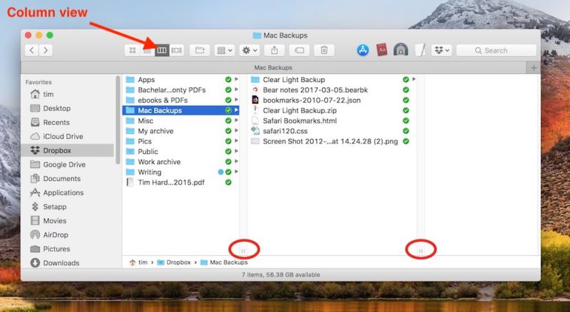 finder set default view for all folders sierra