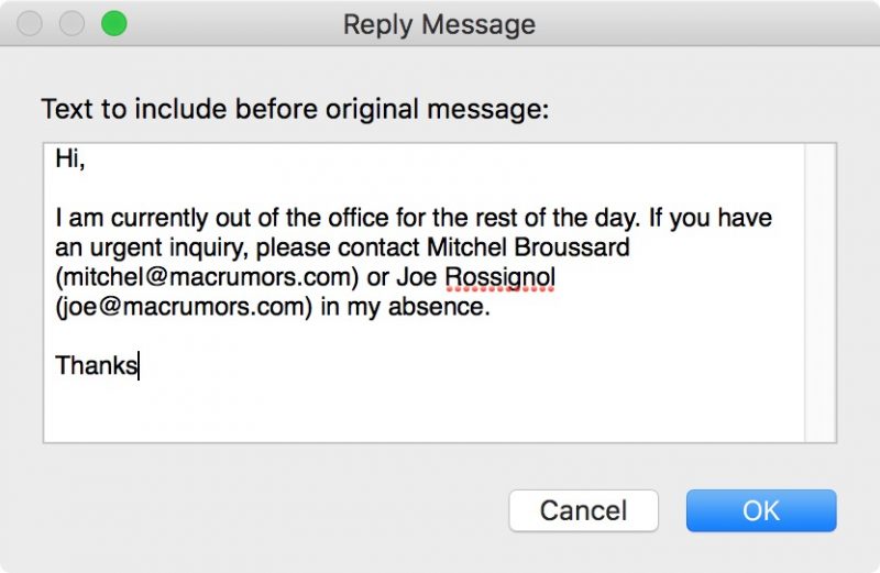 How To Set Up Out Of Fice Replies In Apple Mail And