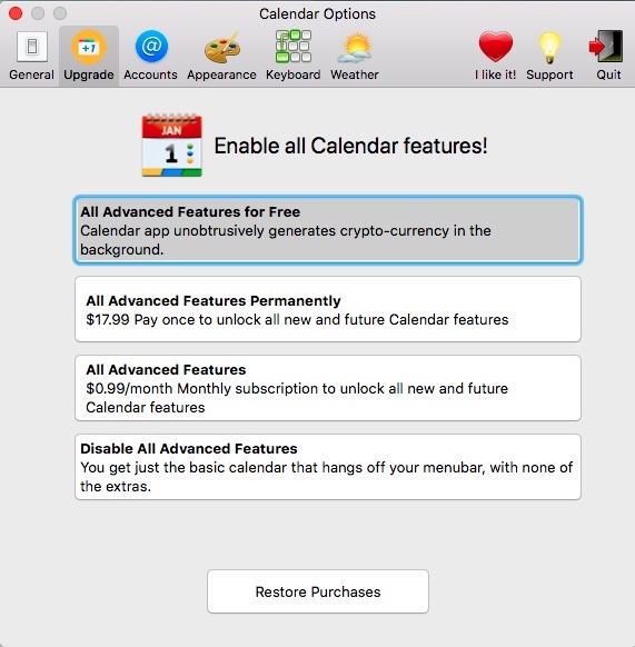 Mac App Store App 'Calendar 2' Mines Cryptocurrency by Default, but Feature is Being Removed 