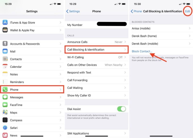 how to block a contact on iphone