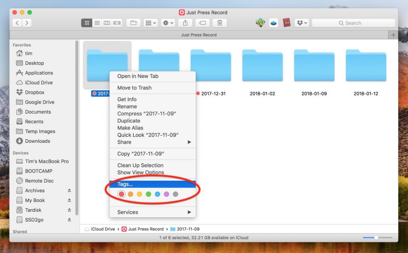 What is the type for a folder in macos download