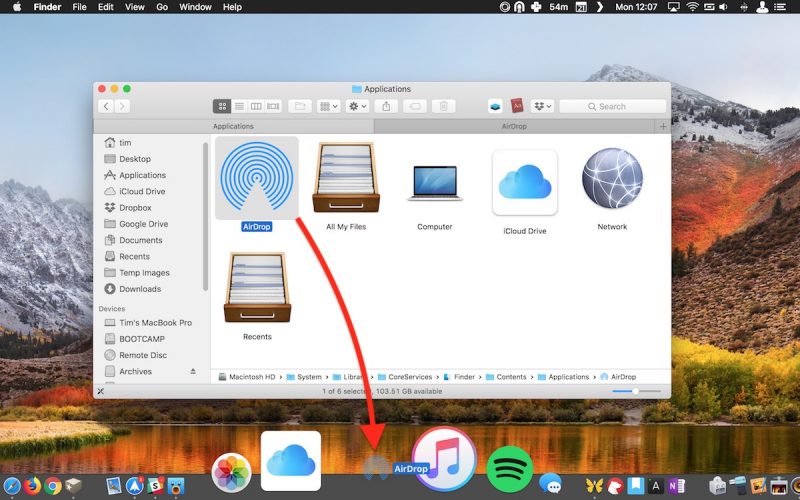 create shortcut on mac for app in dock